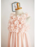 Blush Pink Chiffon Handmade Petals Flower Girl Dress Blush Pink Chiffon Handmade Petals Flower Girl Dress